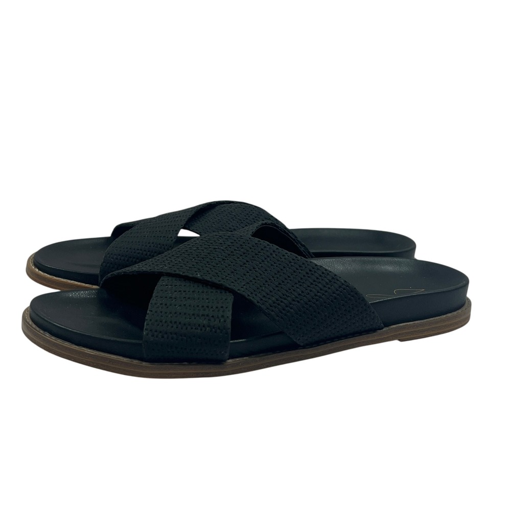 Joie Nell Black Crisscross Slide Sandals Womens Size 10 M Flat Woven Texture